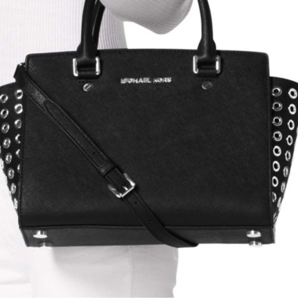Michael Kors Black Satchel with Silver Details
